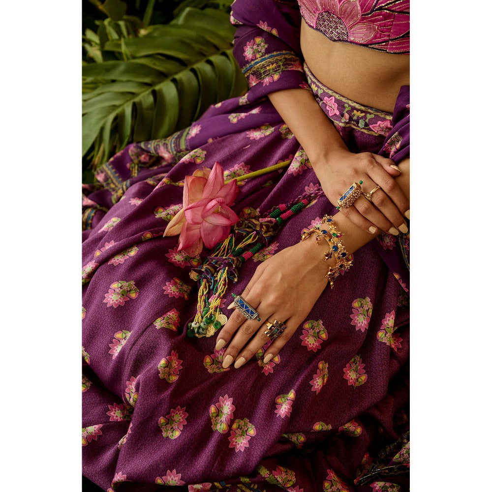Baise Gaba Kamli Lehenga with Blouse & Dupatta (Set of 3)