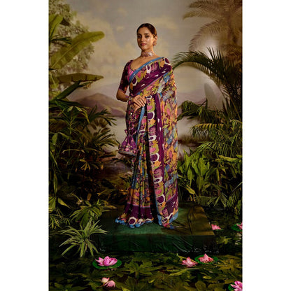 Baise Gaba Samandar Pre-Draped Saree with Stitched Blouse