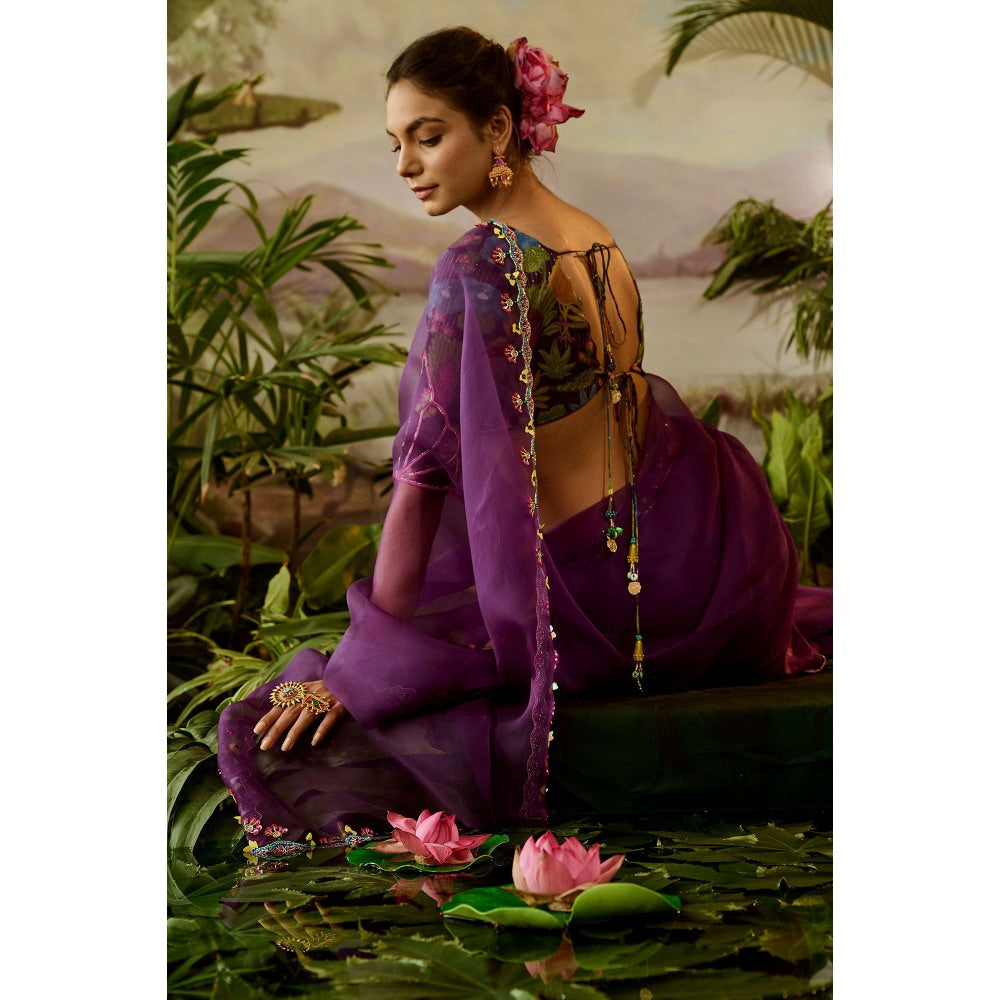Baise Gaba Gopi Pre-Draped Saree with Stitched Blouse