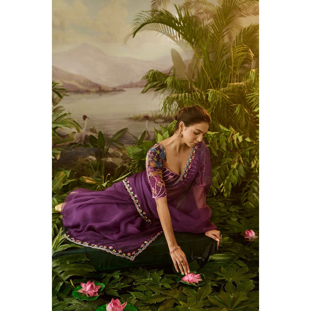 Baise Gaba Gopi Pre-Draped Saree with Stitched Blouse