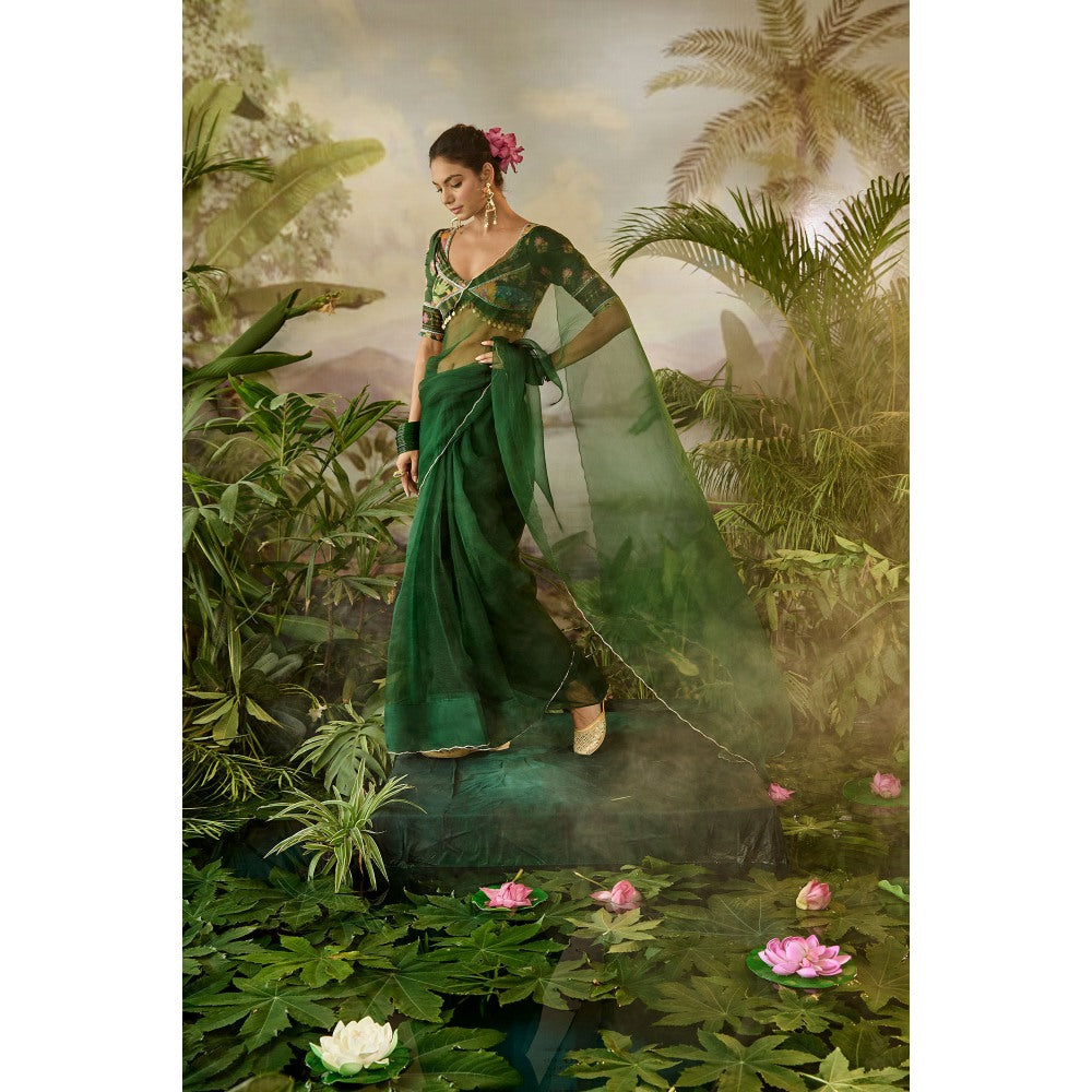 Baise Gaba Taru Pre-Draped Saree with Stitched Blouse