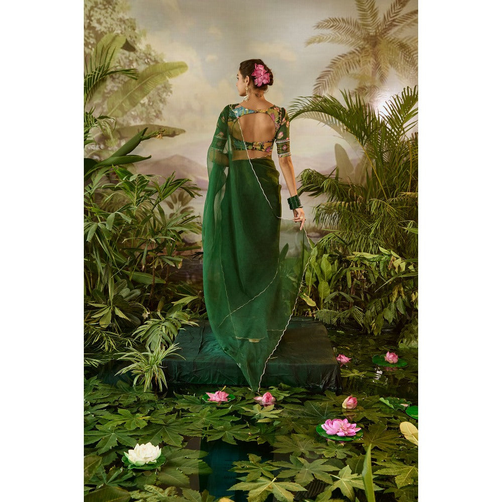 Baise Gaba Taru Pre-Draped Saree with Stitched Blouse