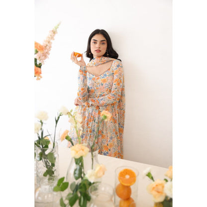 Baise Gaba Enigma Anarkali Kurta Pant and Dupatta (Set of 3)