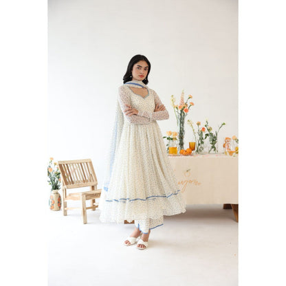Baise Gaba Boondie Polka Dot Anarkali Kurta with Pant & Dupatta (Set of 3)