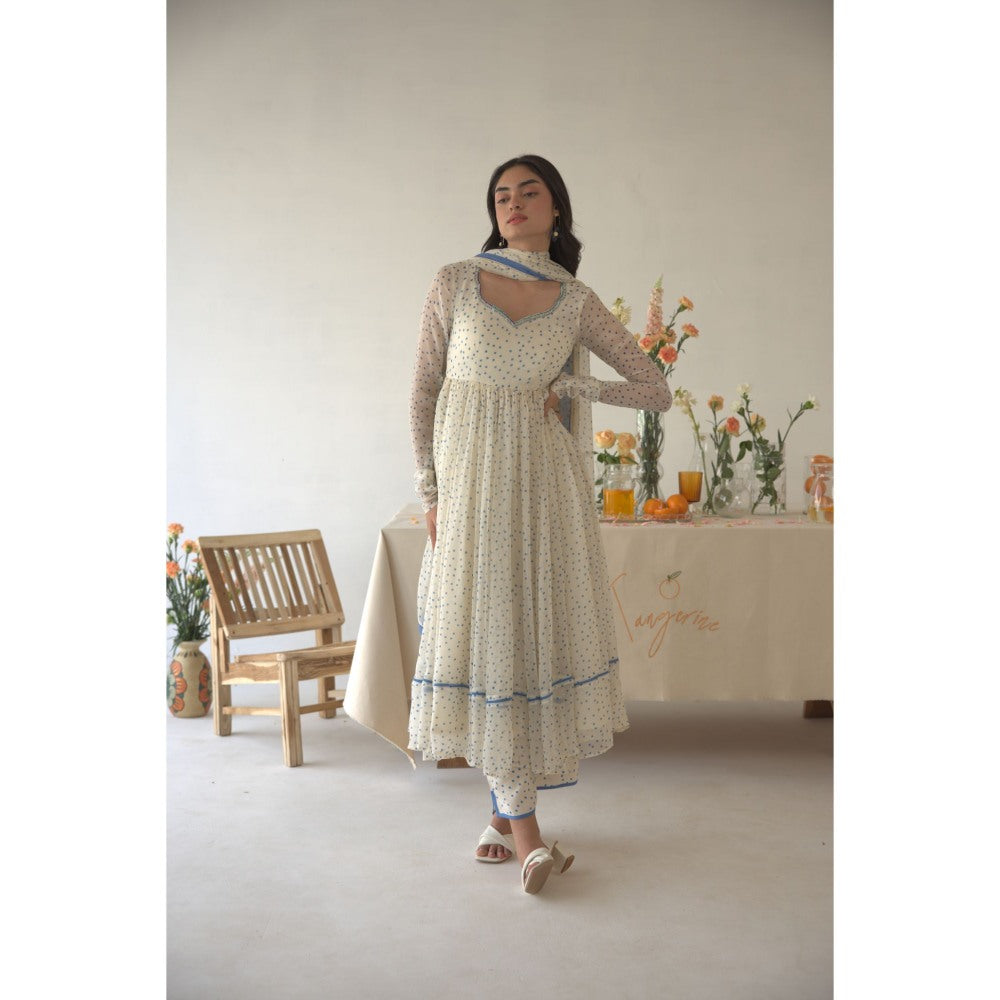 Baise Gaba Boondie Polka Dot Anarkali Kurta with Pant & Dupatta (Set of 3)