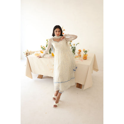 Baise Gaba Boondie Polka Dot Anarkali Kurta with Pant & Dupatta (Set of 3)