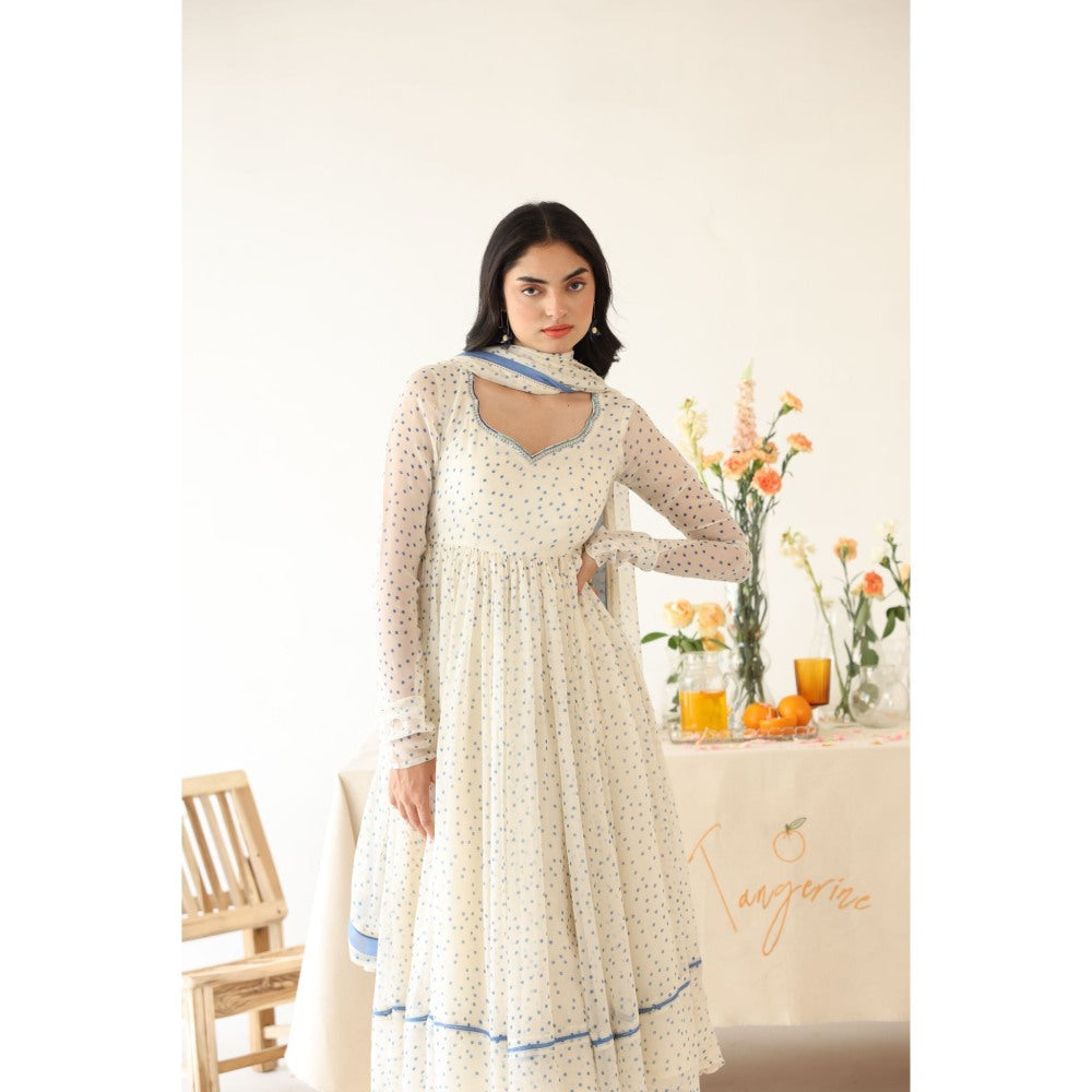 Baise Gaba Boondie Polka Dot Anarkali Kurta with Pant & Dupatta (Set of 3)