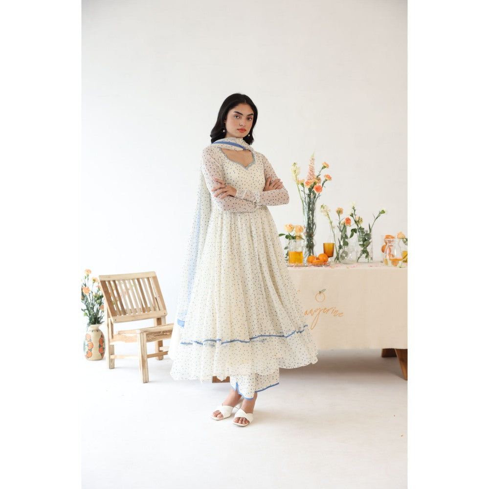 Baise Gaba Off White Polka Dots Boondia Dupatta