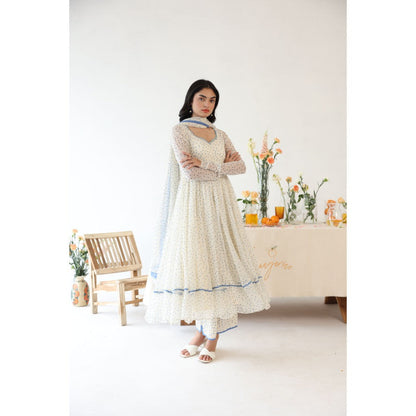 Baise Gaba Off White Polka Dots Boondia Dupatta