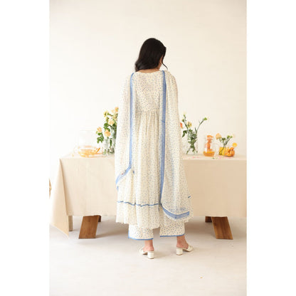Baise Gaba Off White Polka Dots Boondia Dupatta