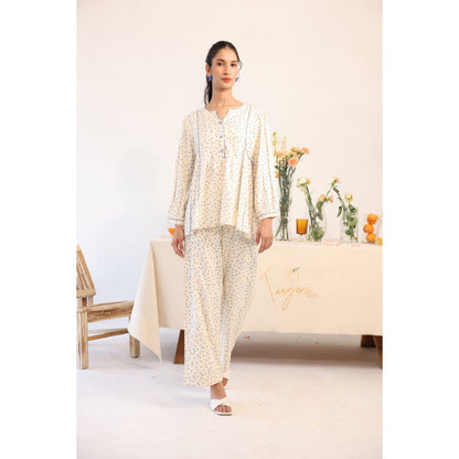 Baise Gaba Off White Polka Dots Dewy Pants