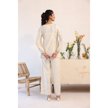 Baise Gaba Off White Polka Dots Dewy Pants