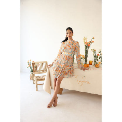 Baise Gaba Multi-Color Floral Print Sundew Mini Dress