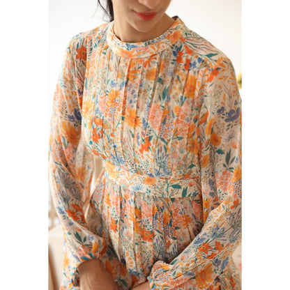 Baise Gaba Multi-Color Floral Print Sundew Mini Dress