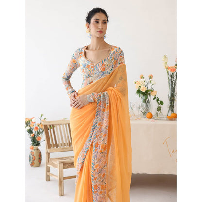 Baise Gaba Tangelo Orange Saree with Unstitched Blouse