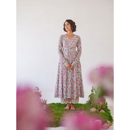 Baise Gaba Multi-Color Floral Printed Sakura Anarkali Kurta with Pant & Dupatta (Set of 3)