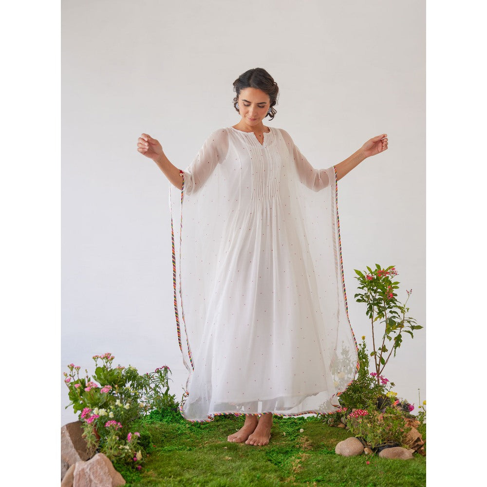 Baise Gaba White Polka Dots Raahat Kaftan