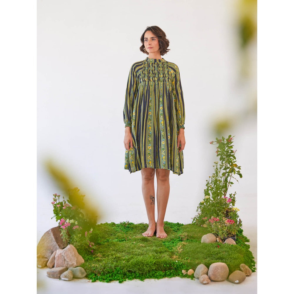 Baise Gaba Multi-Color Fiona Printed Chiffon Knee Length Dress