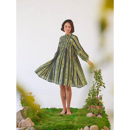 Baise Gaba Multi-Color Fiona Printed Chiffon Knee Length Dress