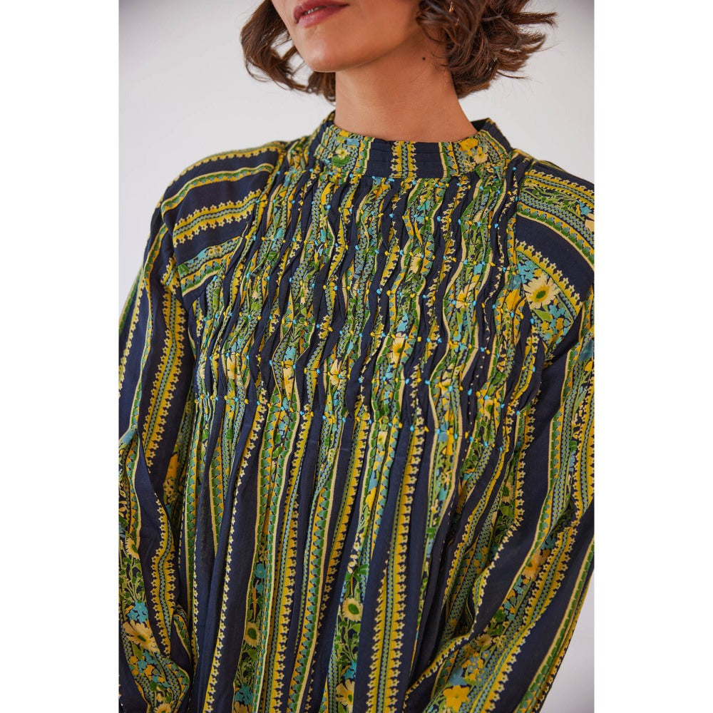 Baise Gaba Multi-Color Fiona Printed Chiffon Knee Length Dress