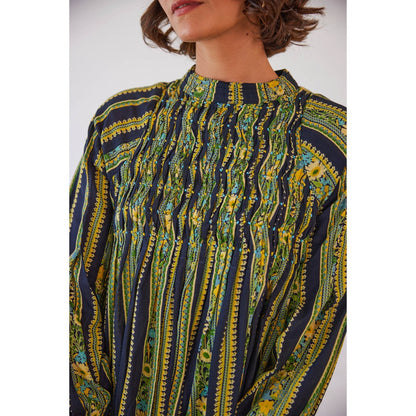 Baise Gaba Multi-Color Fiona Printed Chiffon Knee Length Dress