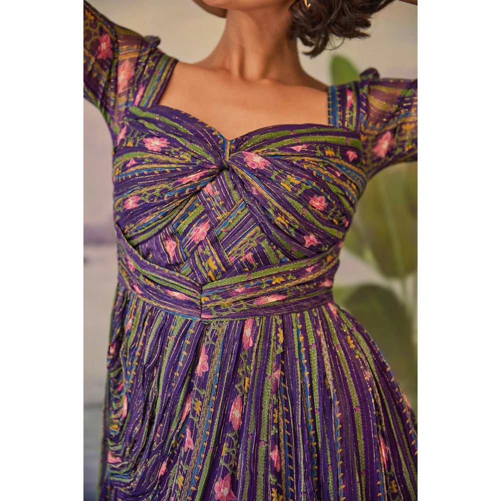 Baise Gaba Purple Printed Tarini Evening Gown