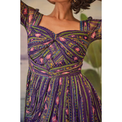 Baise Gaba Purple Printed Tarini Evening Gown