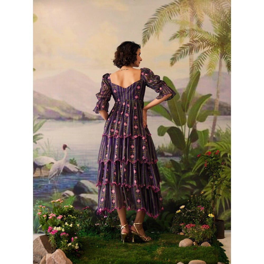 Baise Gaba Purple Embroidery Printed Vaanya Dress