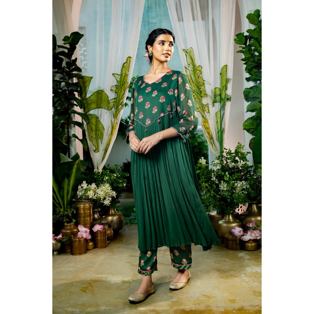 Baise Gaba Revathi Green Anarkali Kurta with Pant (Set of 2)