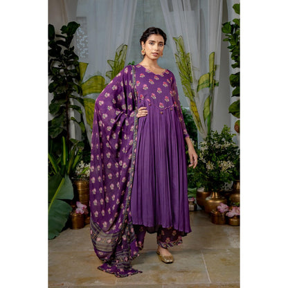 Baise Gaba Sugandhi Purple Anarkali Kurta with Pant (Set of 2)