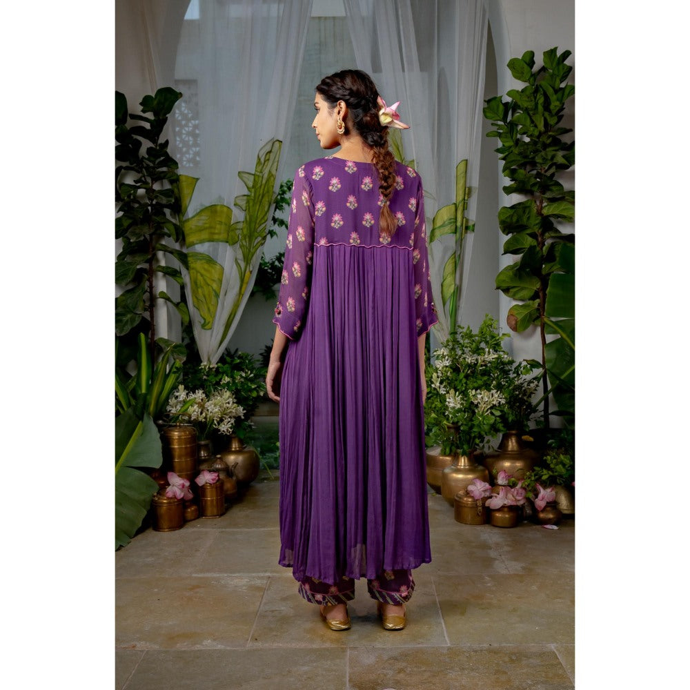 Baise Gaba Sugandhi Purple Anarkali Kurta with Pant (Set of 2)