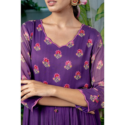 Baise Gaba Sugandhi Purple Anarkali Kurta with Pant (Set of 2)