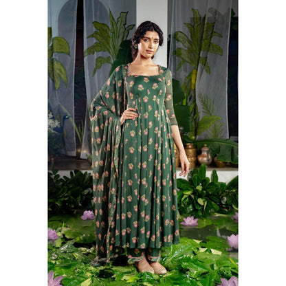 Baise Gaba Anshika Green Anarkali Kurta with Pant and Dupatta (Set of 3)