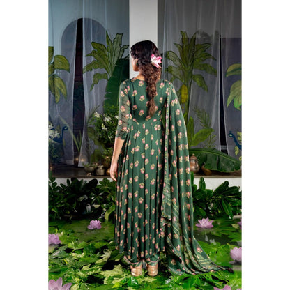 Baise Gaba Anshika Green Anarkali Kurta with Pant and Dupatta (Set of 3)