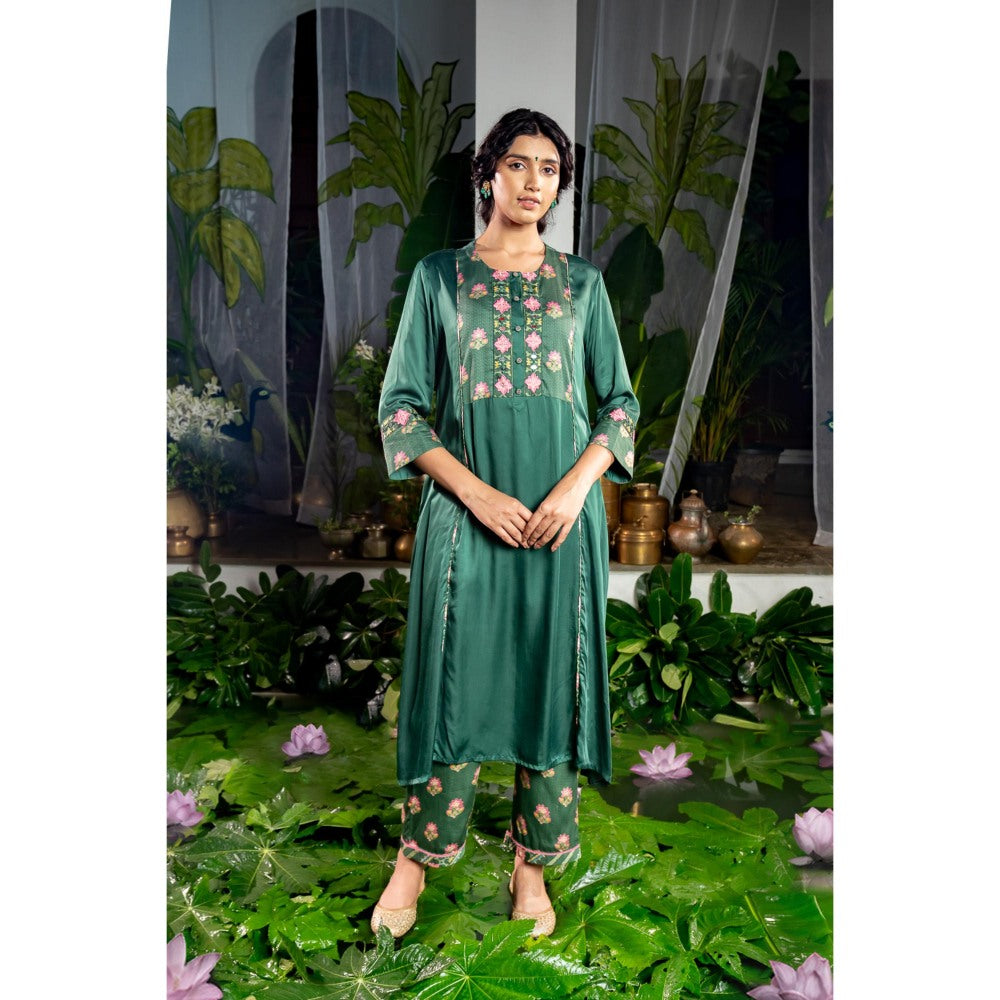 Baise Gaba Nikita Green Kurta with Pant (Set of 2)