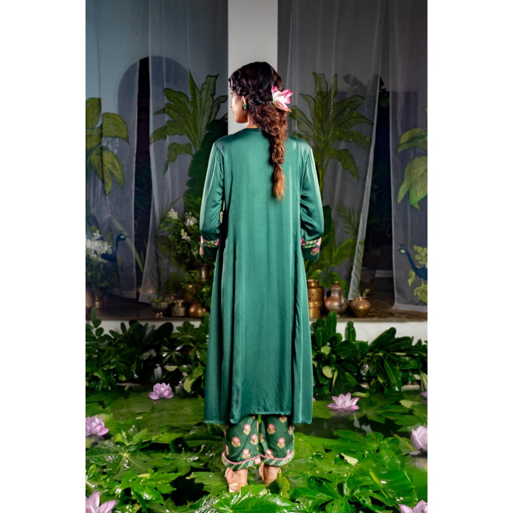 Baise Gaba Nikita Green Kurta with Pant (Set of 2)