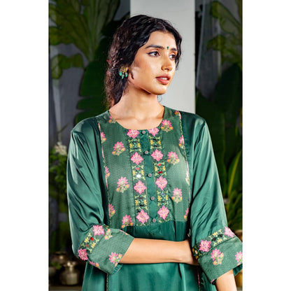 Baise Gaba Nikita Green Kurta with Pant (Set of 2)