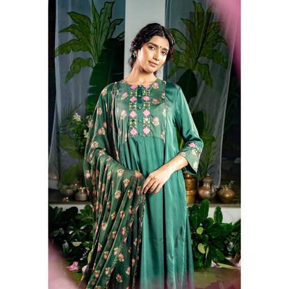 Baise Gaba Nikita Green Kurta with Pant (Set of 2)