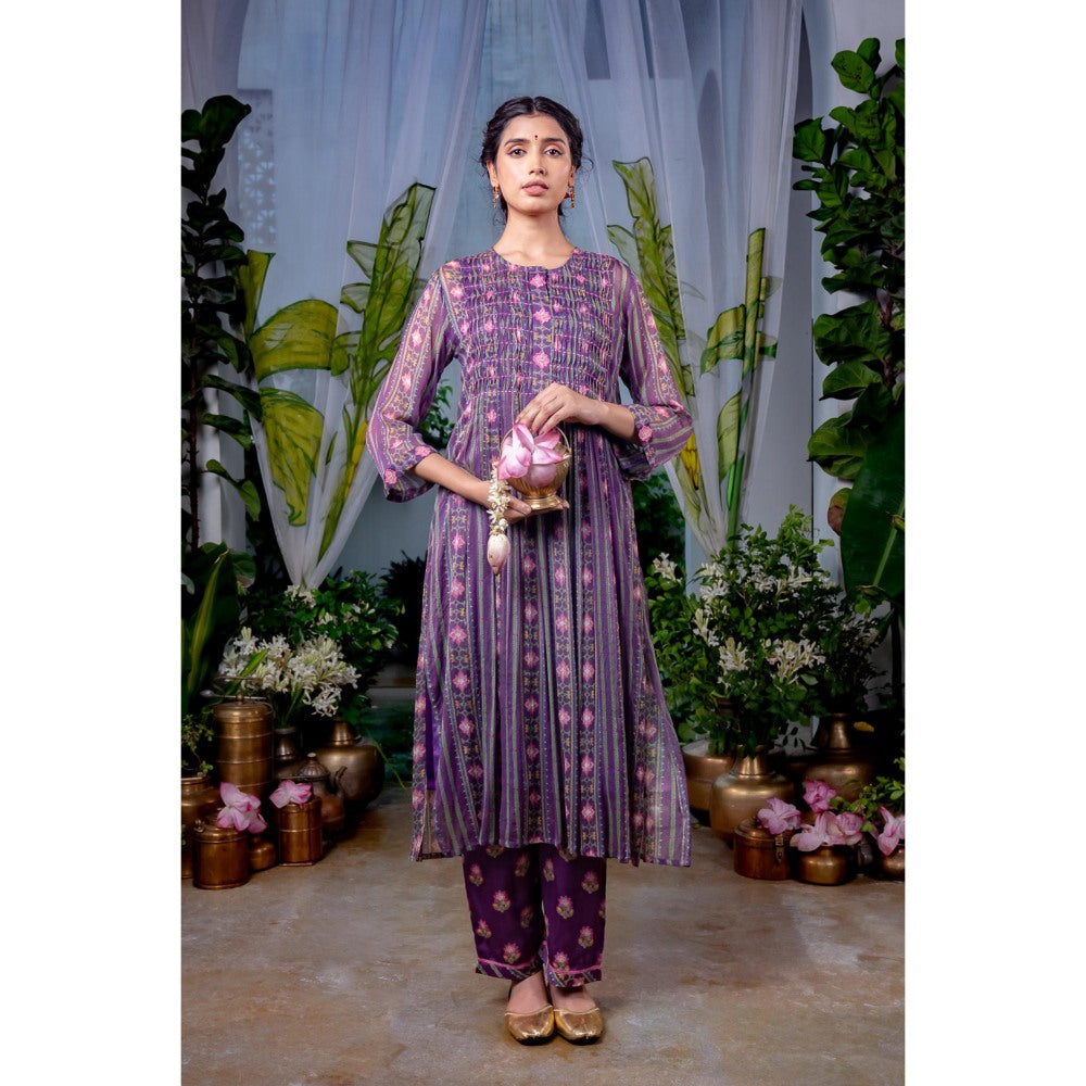 Baise Gaba Kalpana Purple Kurta with Pant (Set of 2)