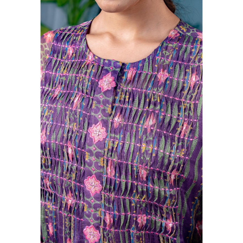 Baise Gaba Kalpana Purple Kurta with Pant (Set of 2)