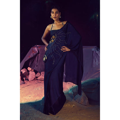 Baise Gaba Pre-Draped Solina Saree with Stitched Blouse