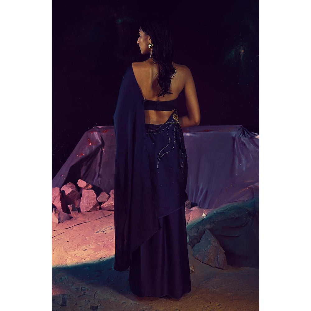Baise Gaba Pre-Draped Solina Saree with Stitched Blouse