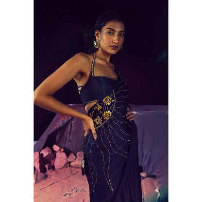Baise Gaba Pre-Draped Solina Saree with Stitched Blouse