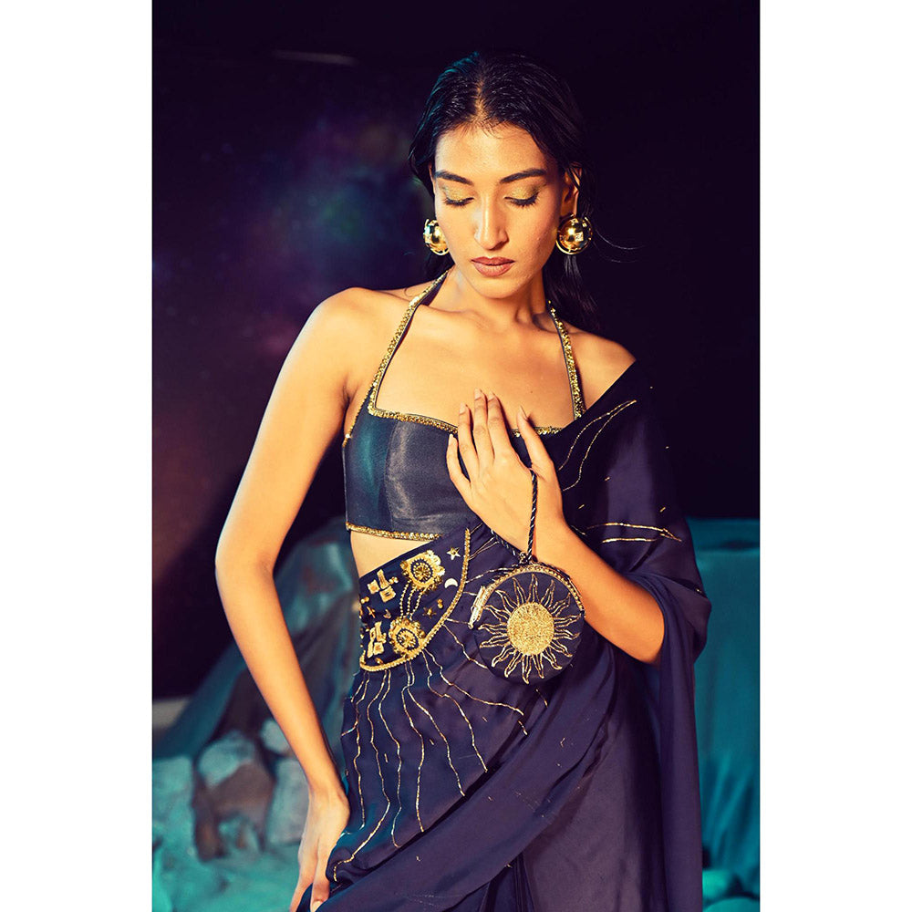 Baise Gaba Pre-Draped Solina Saree with Stitched Blouse