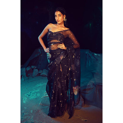 Baise Gaba Lyric Saree with Stitched Blouse