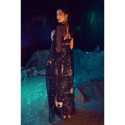 Baise Gaba Lyric Saree with Stitched Blouse