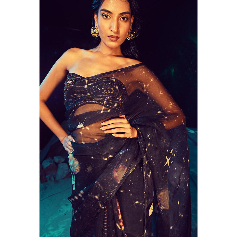 Baise Gaba Lyric Saree with Stitched Blouse