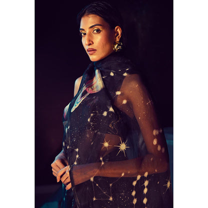 Baise Gaba Lyric Saree with Stitched Blouse