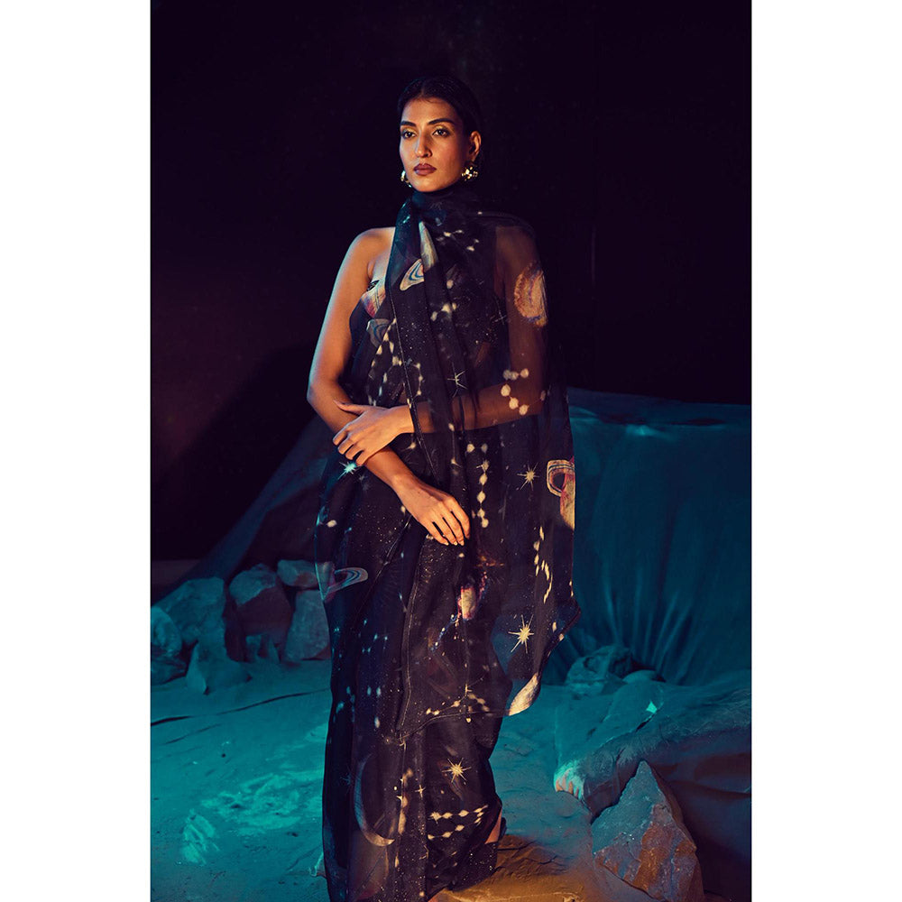 Baise Gaba Lyric Saree with Stitched Blouse
