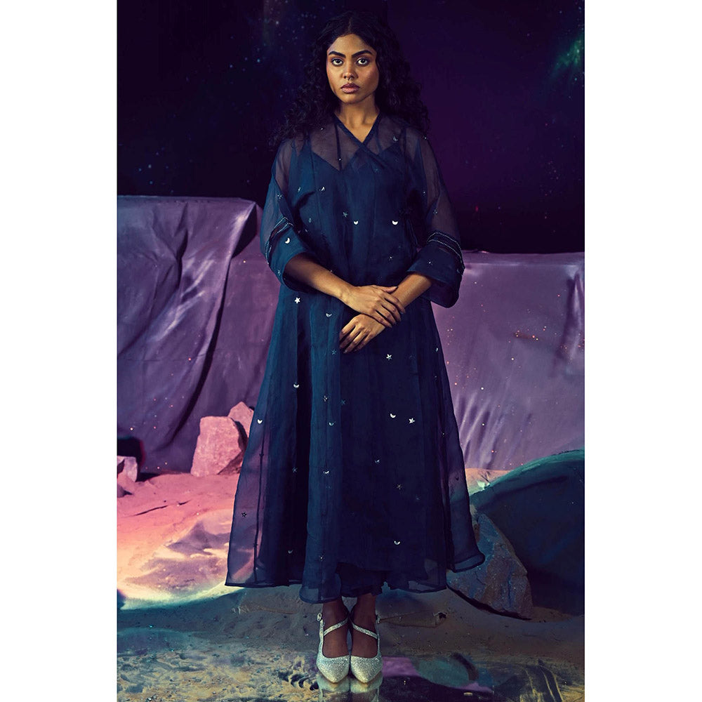 Baise Gaba Navy Blue Meteor Dress with Slip (Set of 2)